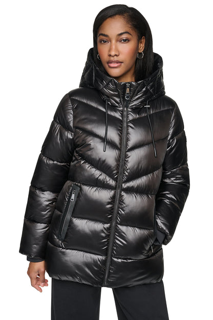 DKNY PEARALIZED HOODED PUFFER