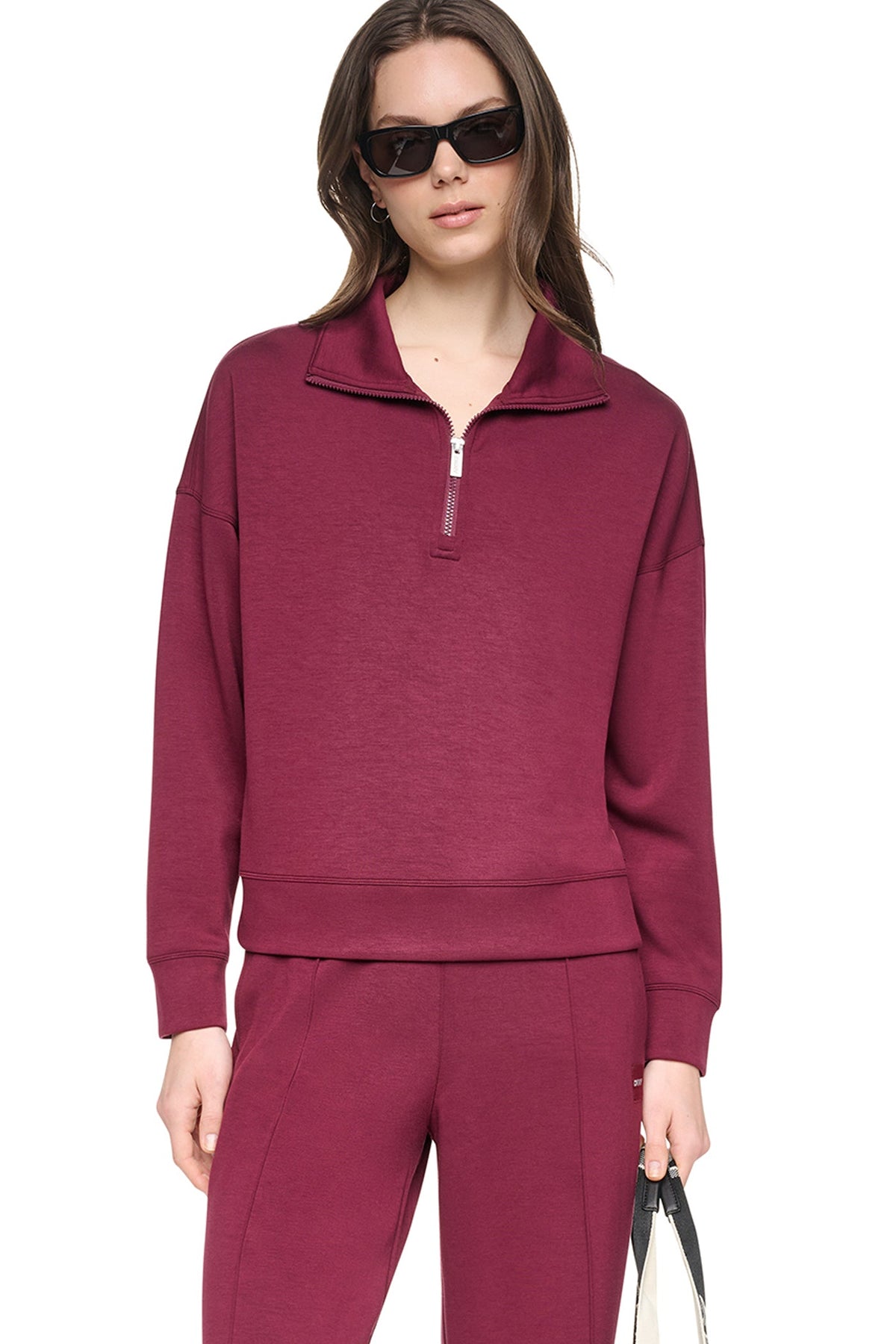 DKNY MOCK NECK HALF ZIP PULLOVER