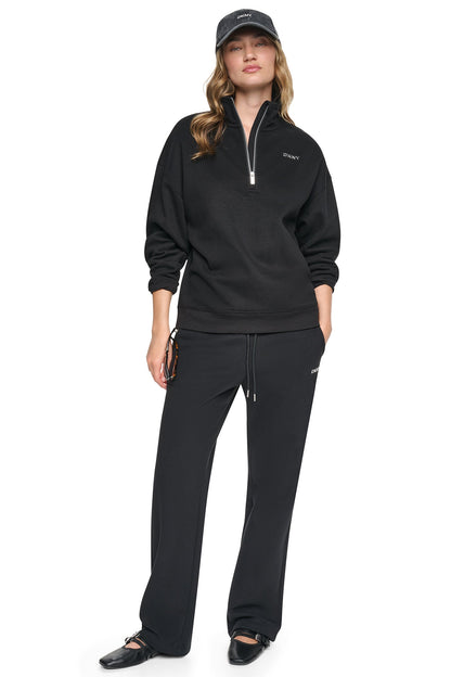 DKNY METALLIC BUBBLE 1/4 ZIP PULLOVER