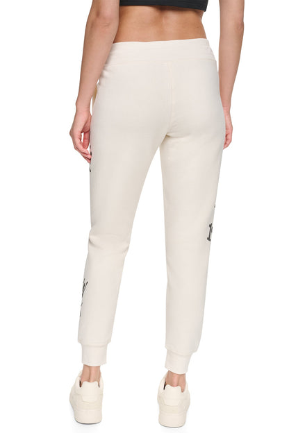 DKNY MID-RISE GRAFFITI RHINESTONE LOGO JOGGER