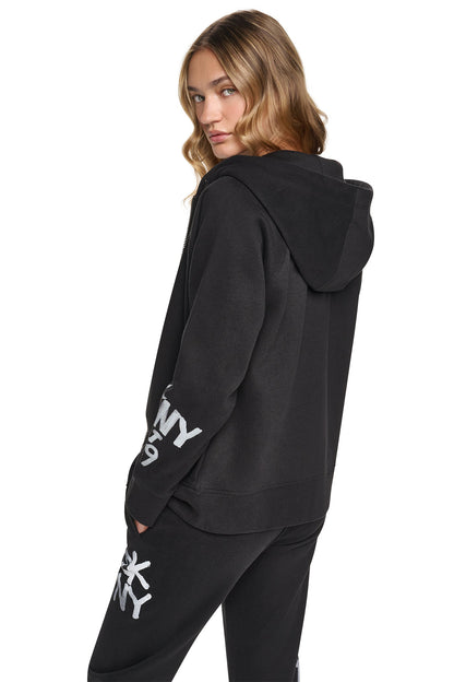 DKNY GRAFFITI RHINESTONE FULL-ZIP HOODIE