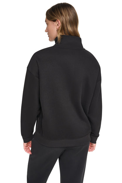 DKNY METALLIC BUBBLE 1/4 ZIP PULLOVER