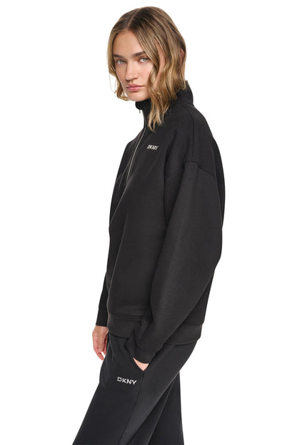 DKNY METALLIC BUBBLE 1/4 ZIP PULLOVER