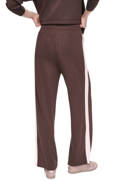 DKNY HIGH-RISE SIDE STRIPE WIDE-LEG PANT