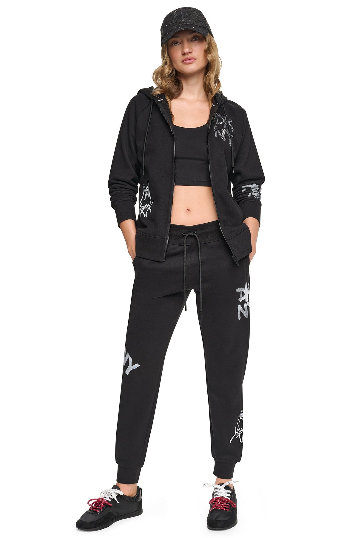 DKNY GRAFFITI RHINESTONE FULL-ZIP HOODIE