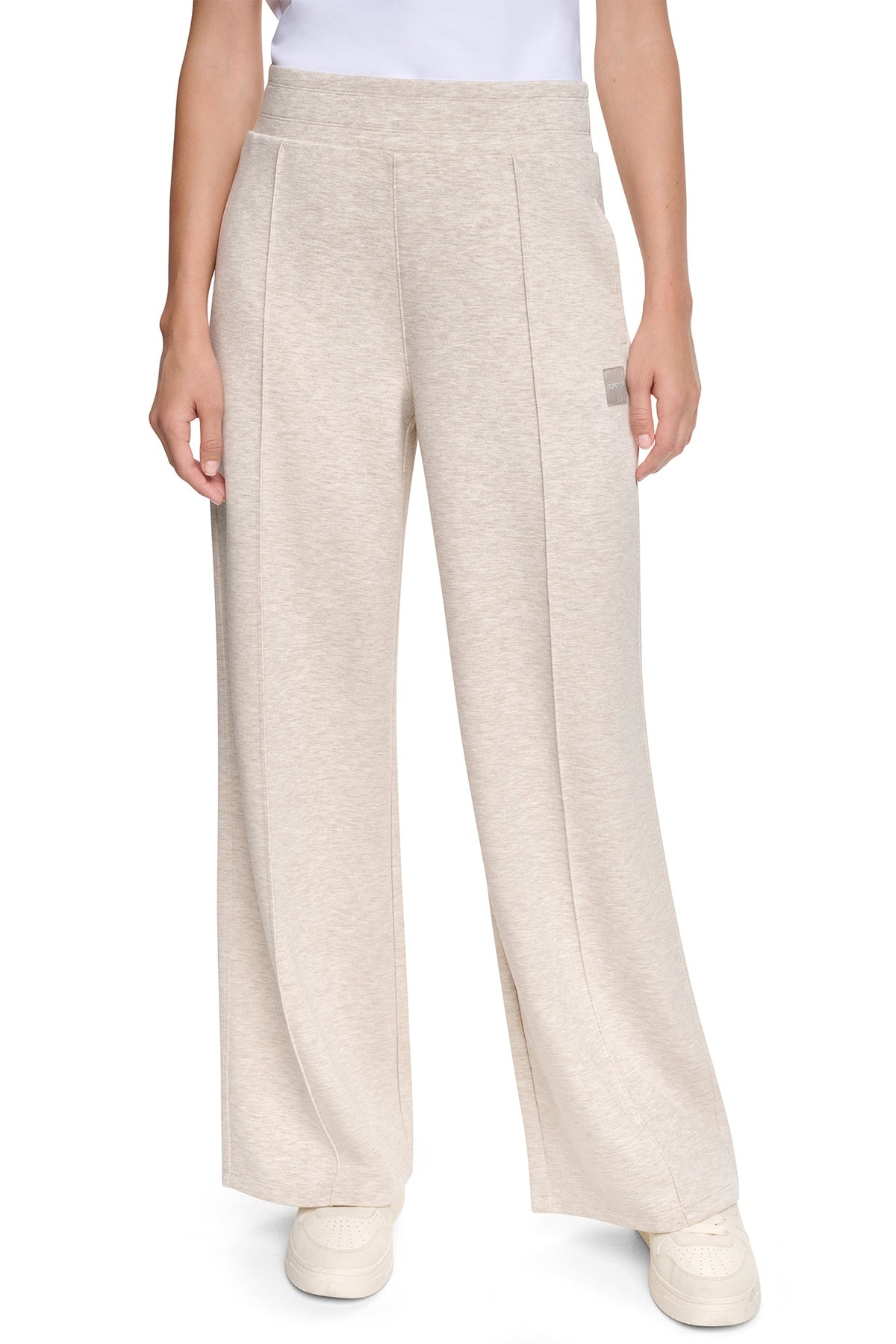DKNY HIGH-RISE PINTUCKED WIDE-LEG PANT