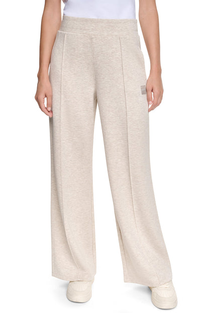 DKNY HIGH-RISE PINTUCKED WIDE-LEG PANT