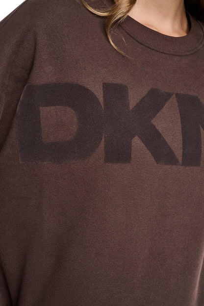 DKNY FLOCKED VARSITY LOGO SWEATSHIRT