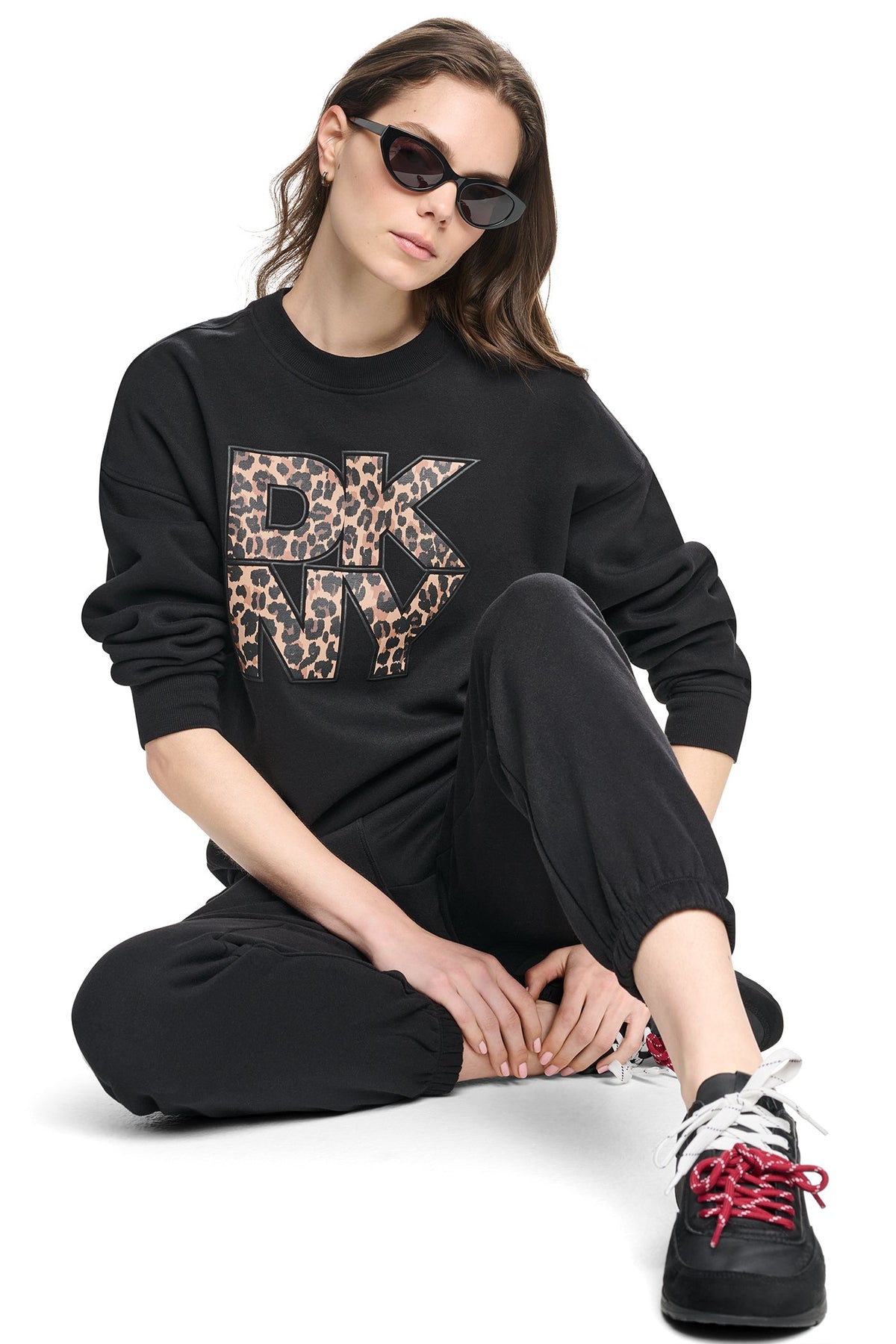 DKNY ANIMAL PRINT LOGO SWEATSHIRT