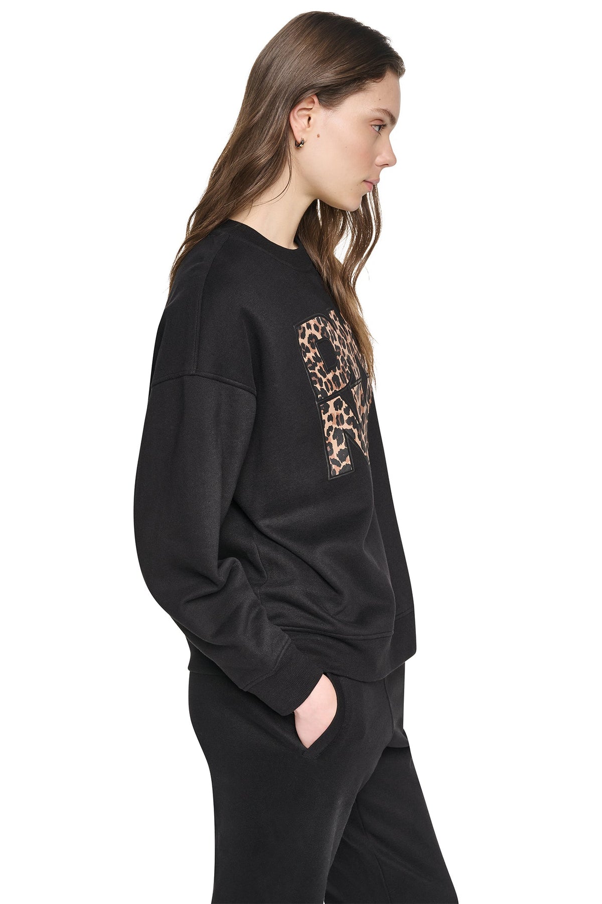 DKNY ANIMAL PRINT LOGO SWEATSHIRT