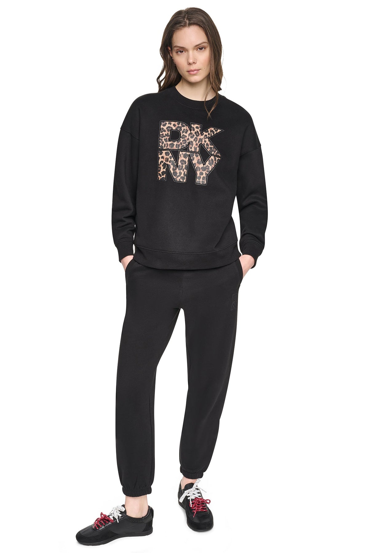 DKNY ANIMAL PRINT LOGO SWEATSHIRT