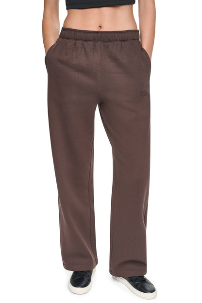DKNY HIGH RISE FLOCKED LOGO RELAXED PANT