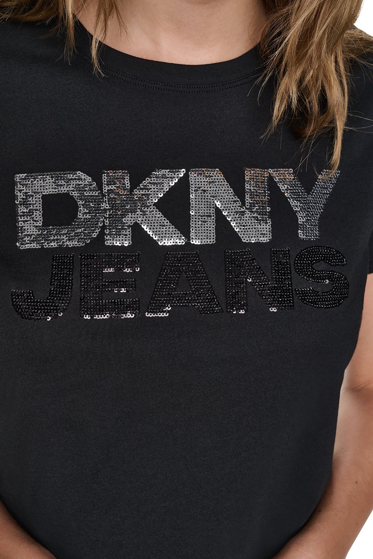 DKNY SEQUIN STACKED LOGO TEE