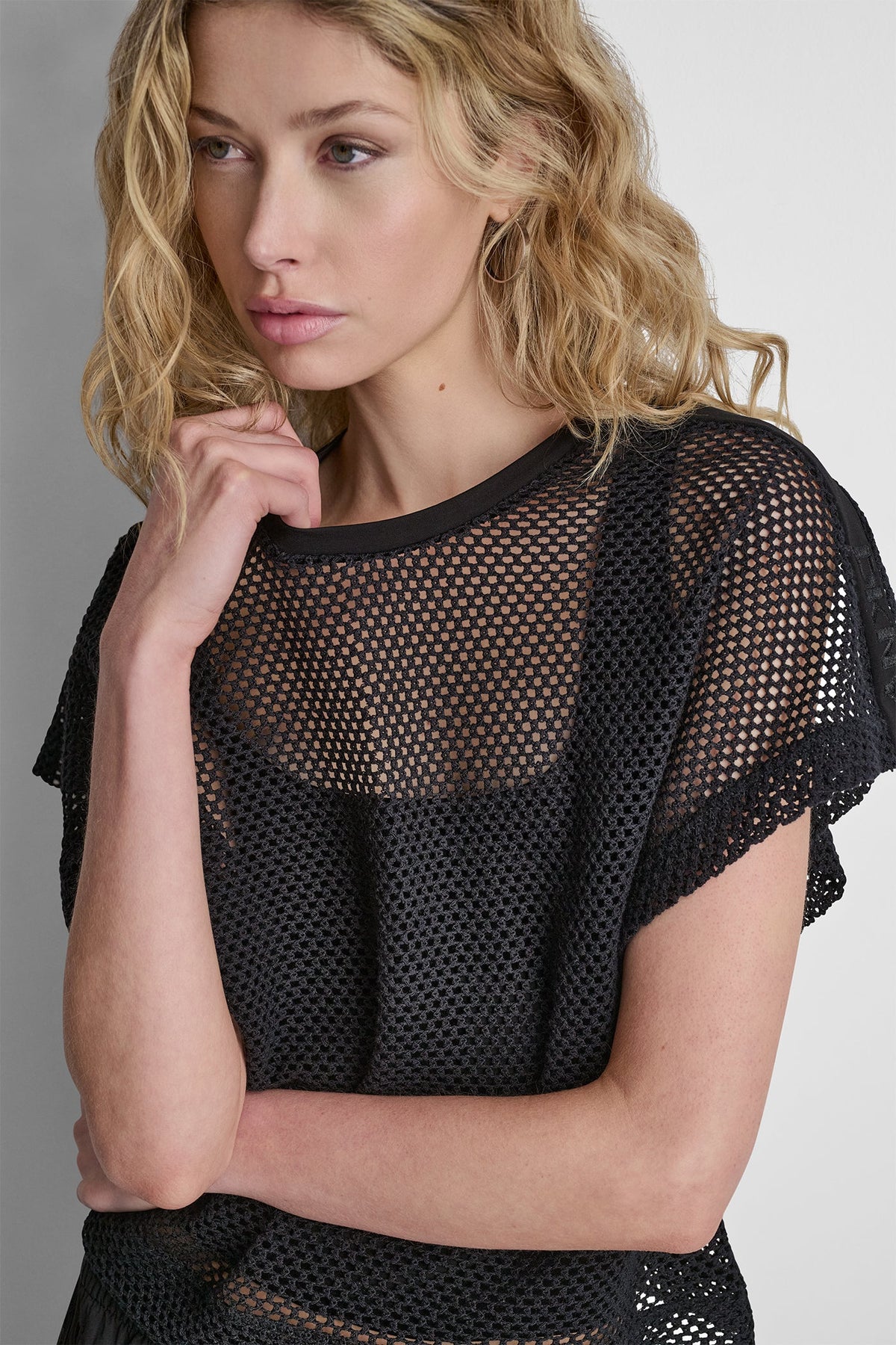 DKNY MESH LOGO TEE