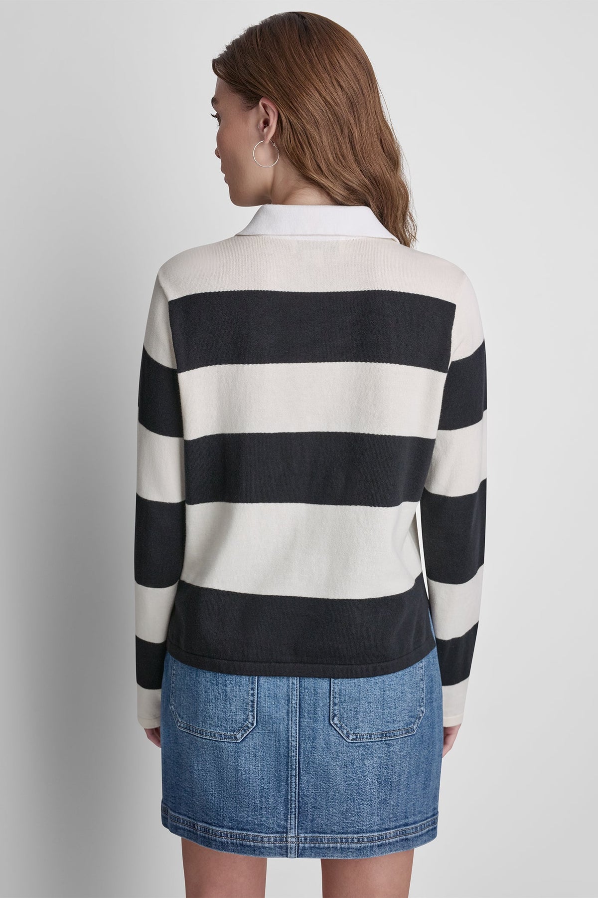 DKNY LONG SLEEVE STRIPE POLO