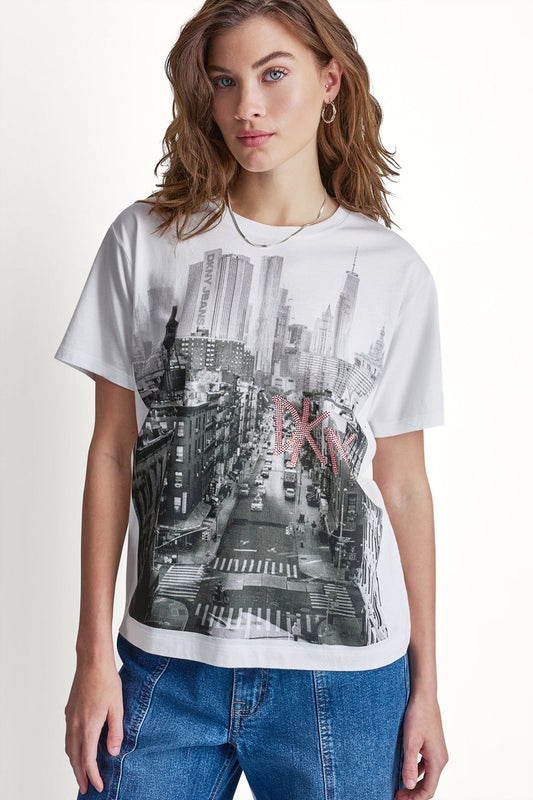 DKNY DKNY RHINESTONE NY STREETS LOGO TEE