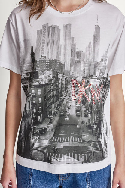 DKNY DKNY RHINESTONE NY STREETS LOGO TEE