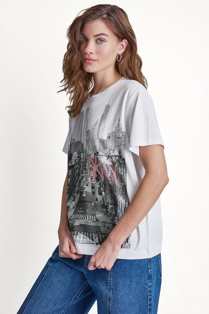 DKNY DKNY RHINESTONE NY STREETS LOGO TEE