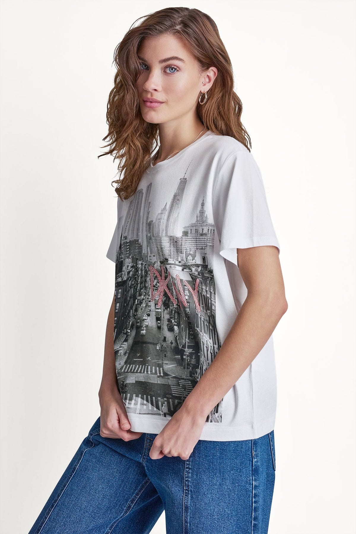 DKNY DKNY RHINESTONE NY STREETS LOGO TEE