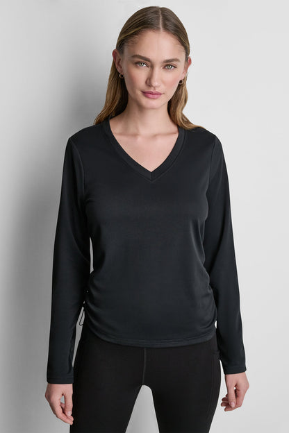 DKNY LONG SLEEVE V-NECK TECH TEE