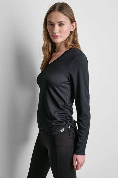 DKNY LONG SLEEVE V-NECK TECH TEE