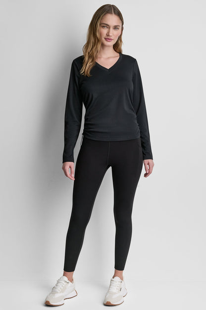 DKNY LONG SLEEVE V-NECK TECH TEE