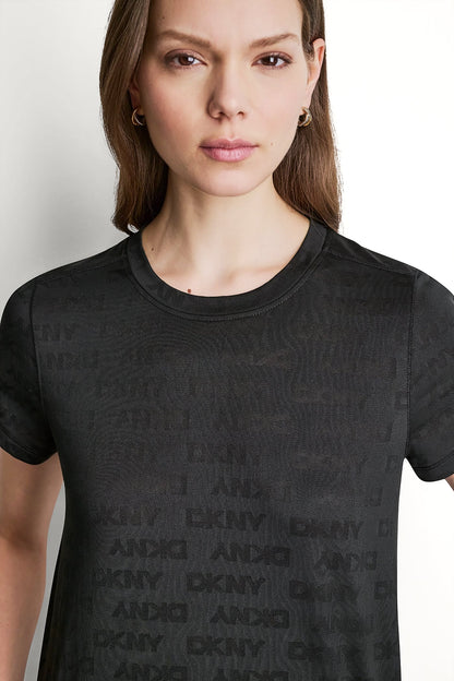 DKNY LOGO JACQUARD CREW NECK TEE