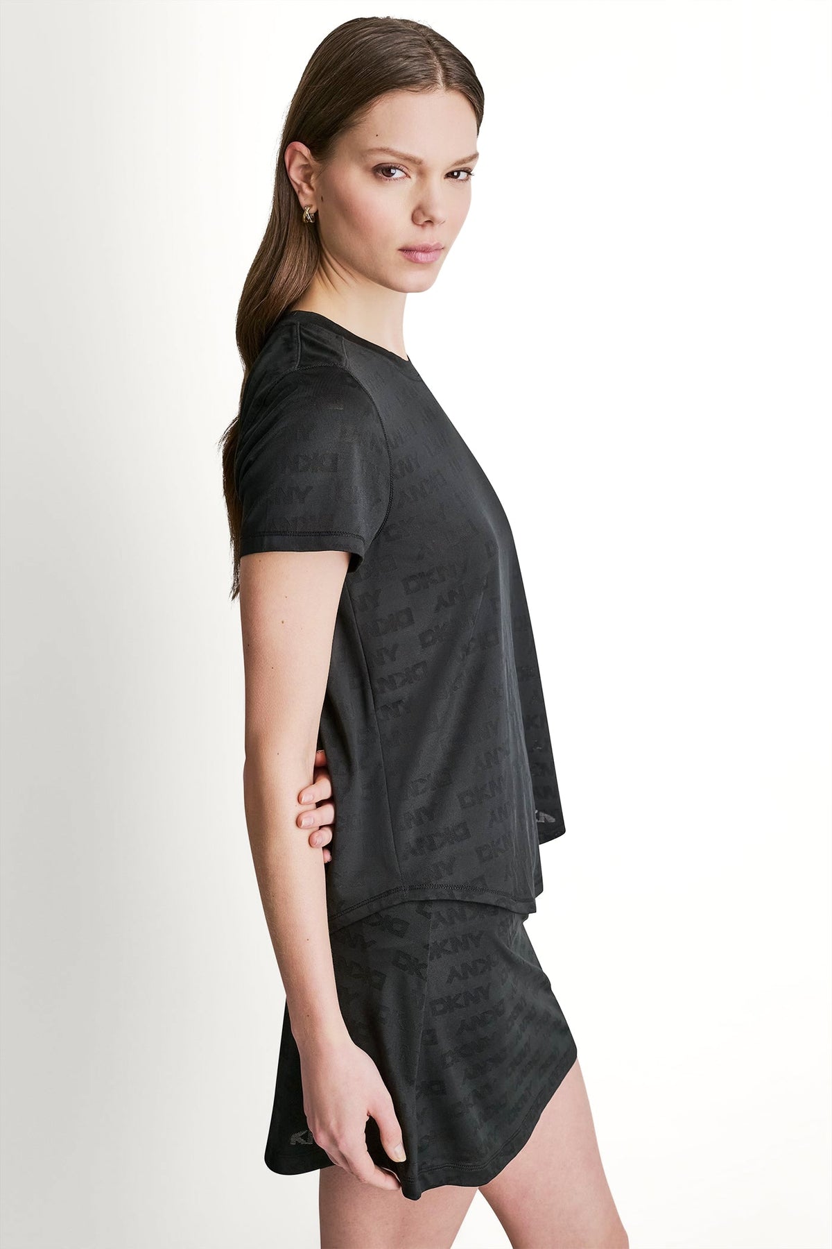 DKNY LOGO JACQUARD CREW NECK TEE