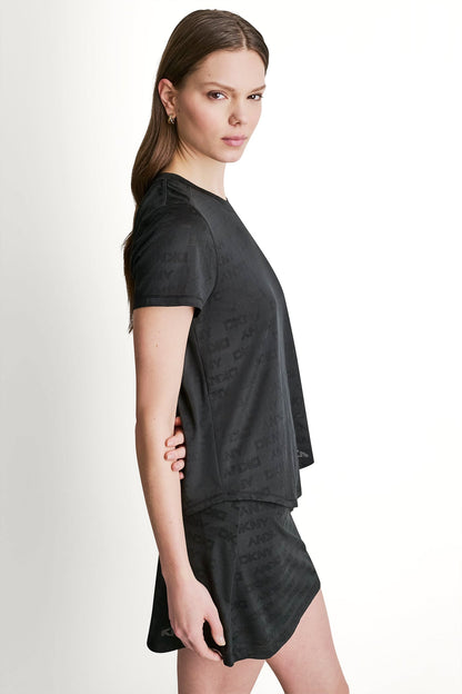 DKNY LOGO JACQUARD CREW NECK TEE