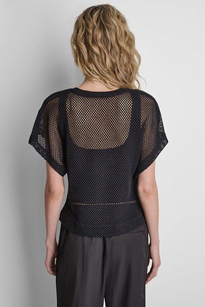 DKNY MESH LOGO TEE