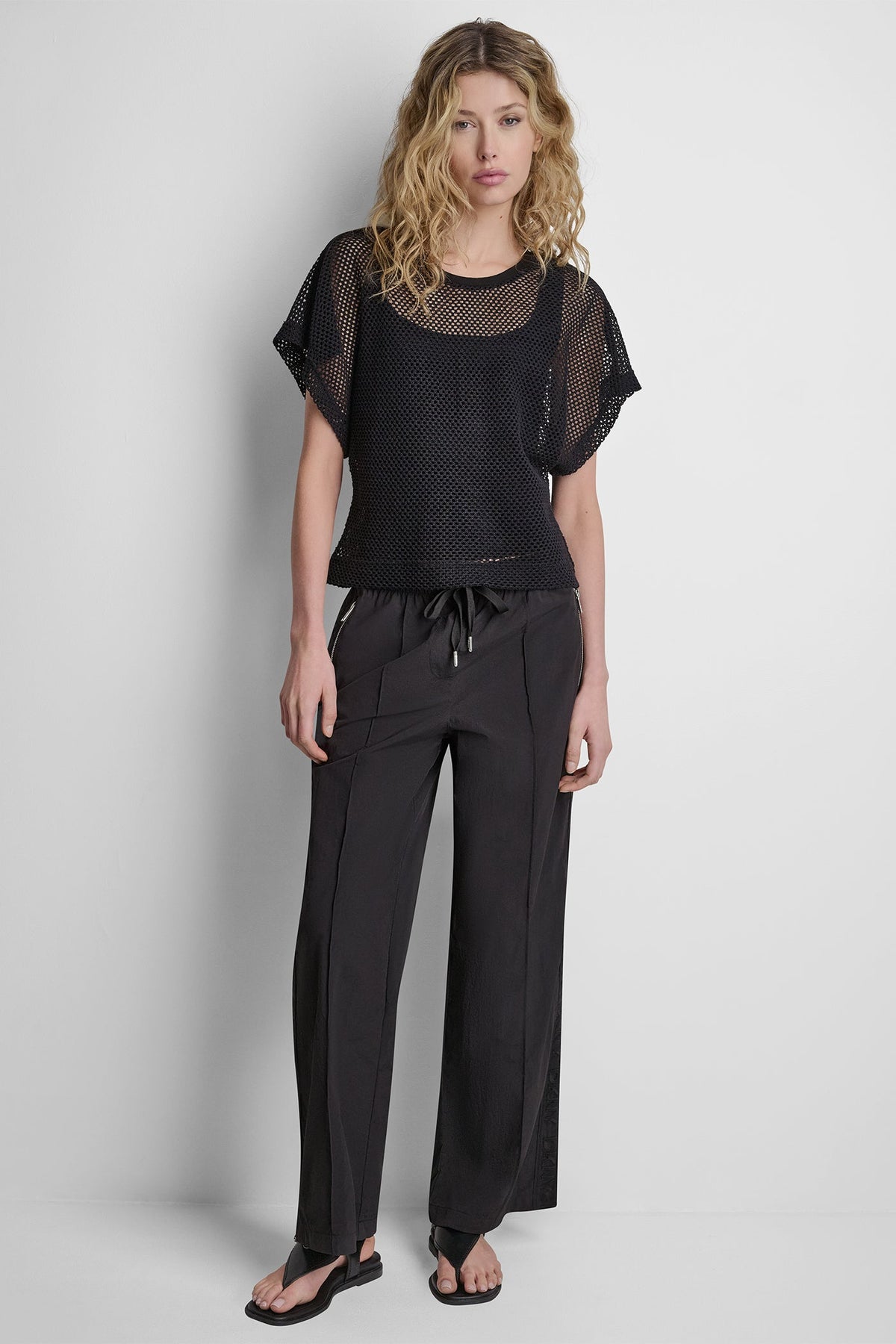 DKNY MESH LOGO TEE