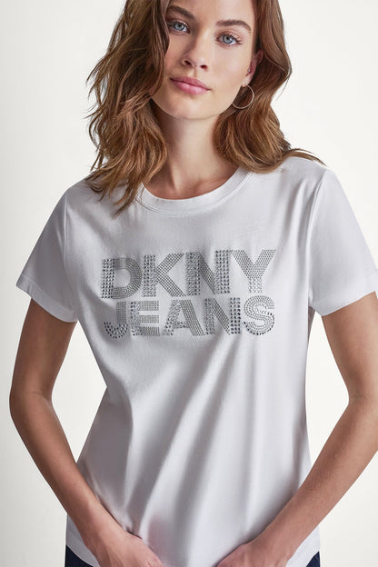 DKNY DKNY JEANS STACKED RHINESTONE DOME TEE