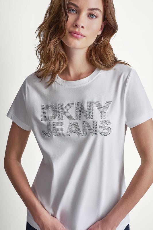 DKNY DKNY JEANS STACKED RHINESTONE DOME TEE