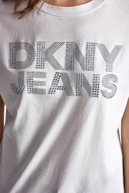 DKNY DKNY JEANS STACKED RHINESTONE DOME TEE