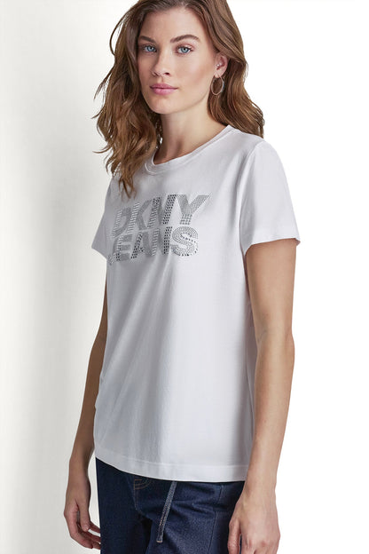 DKNY DKNY JEANS STACKED RHINESTONE DOME TEE