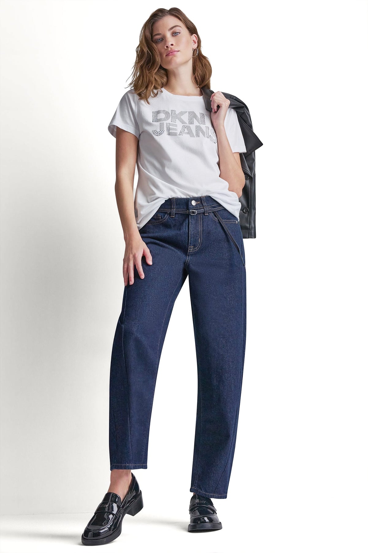 DKNY DKNY JEANS STACKED RHINESTONE DOME TEE