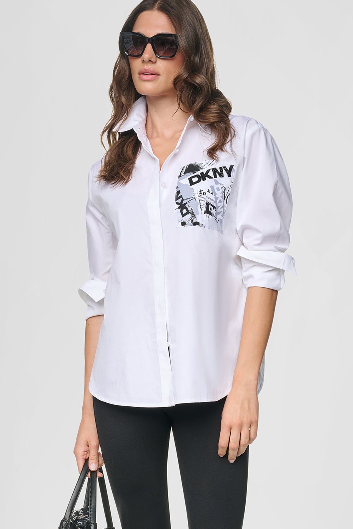 DKNY LOGO POCKET POPLIN SHIRT