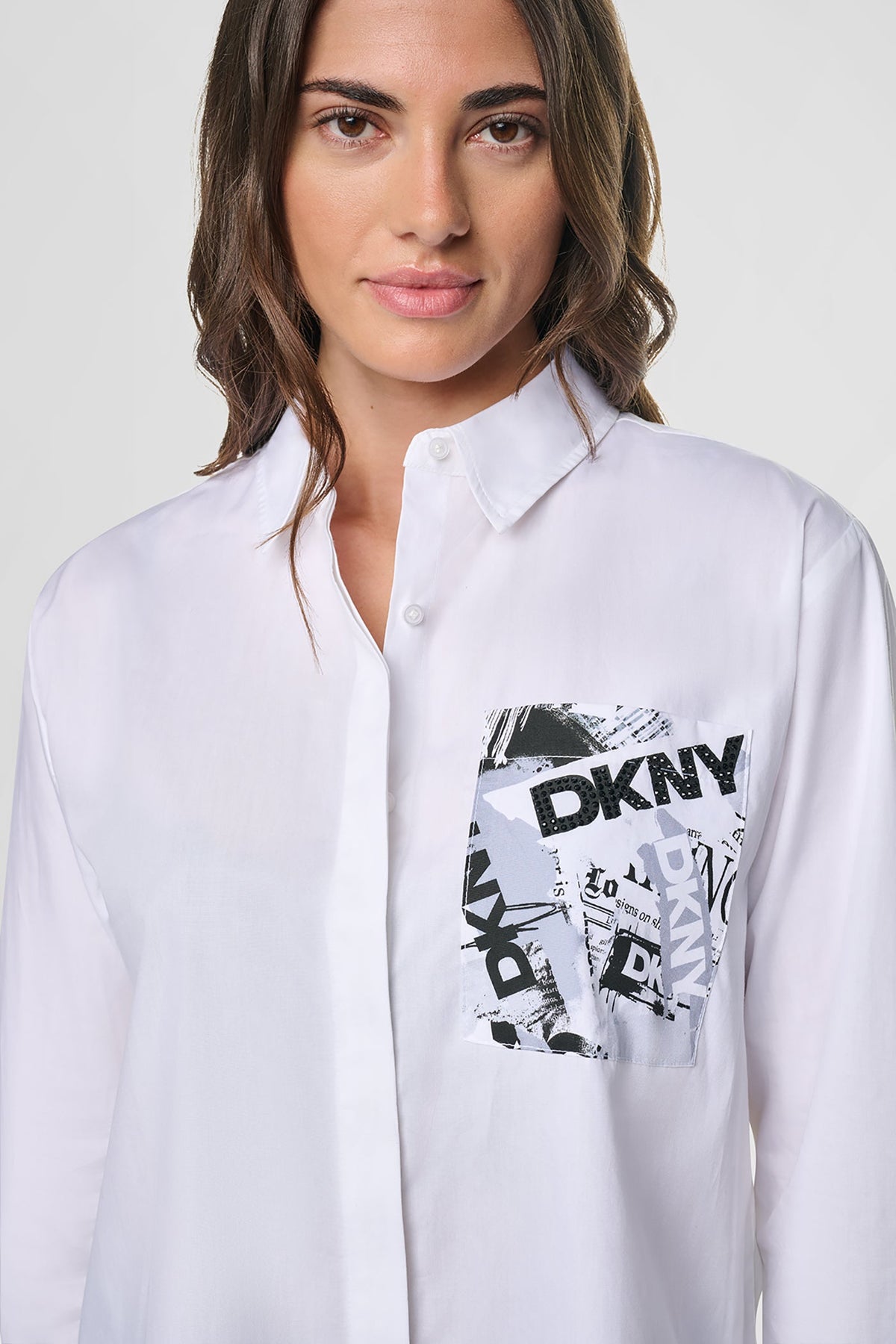 DKNY LOGO POCKET POPLIN SHIRT