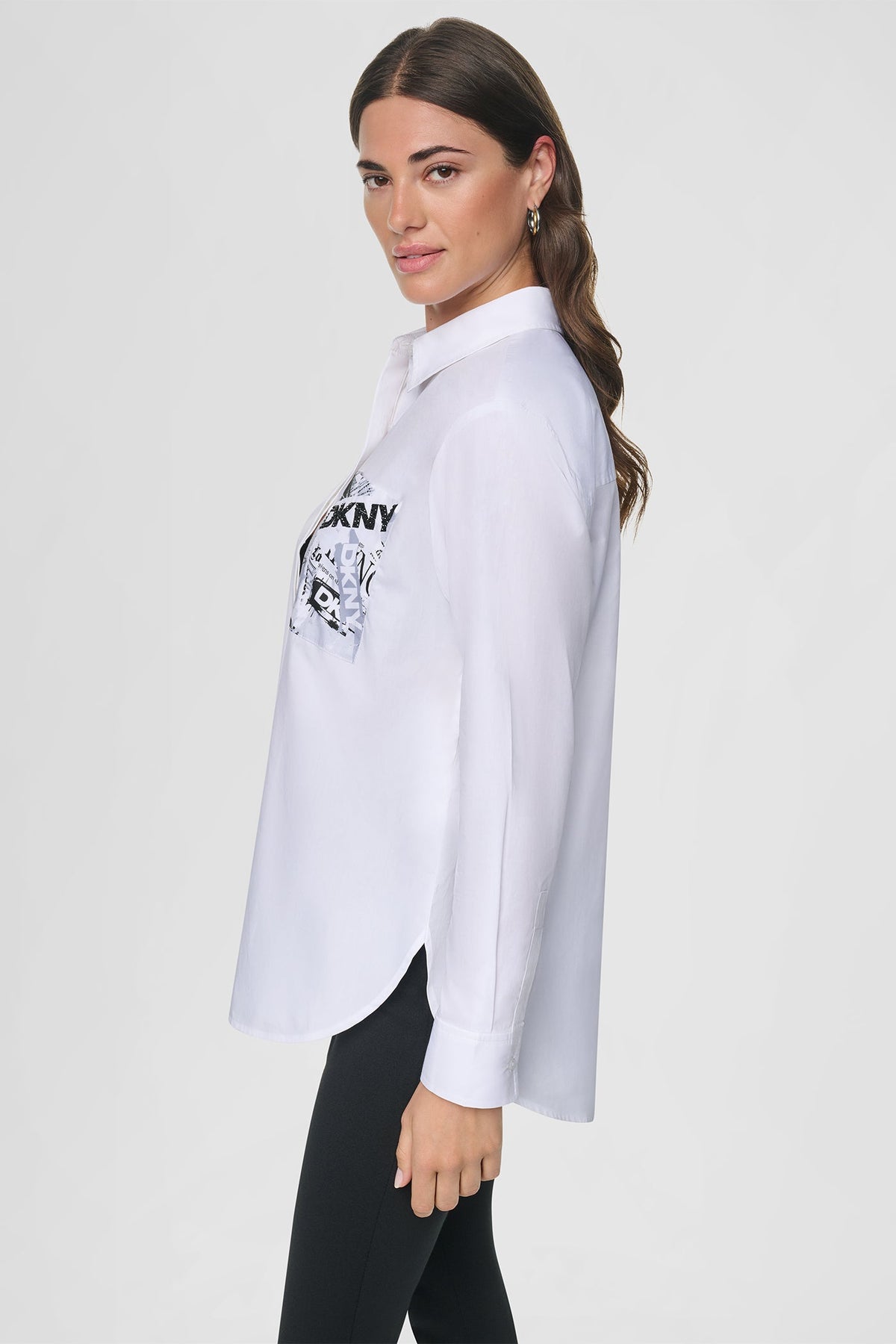 DKNY LOGO POCKET POPLIN SHIRT