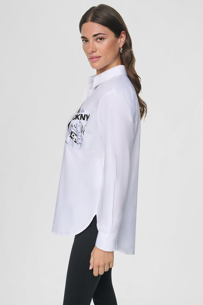 DKNY LOGO POCKET POPLIN SHIRT