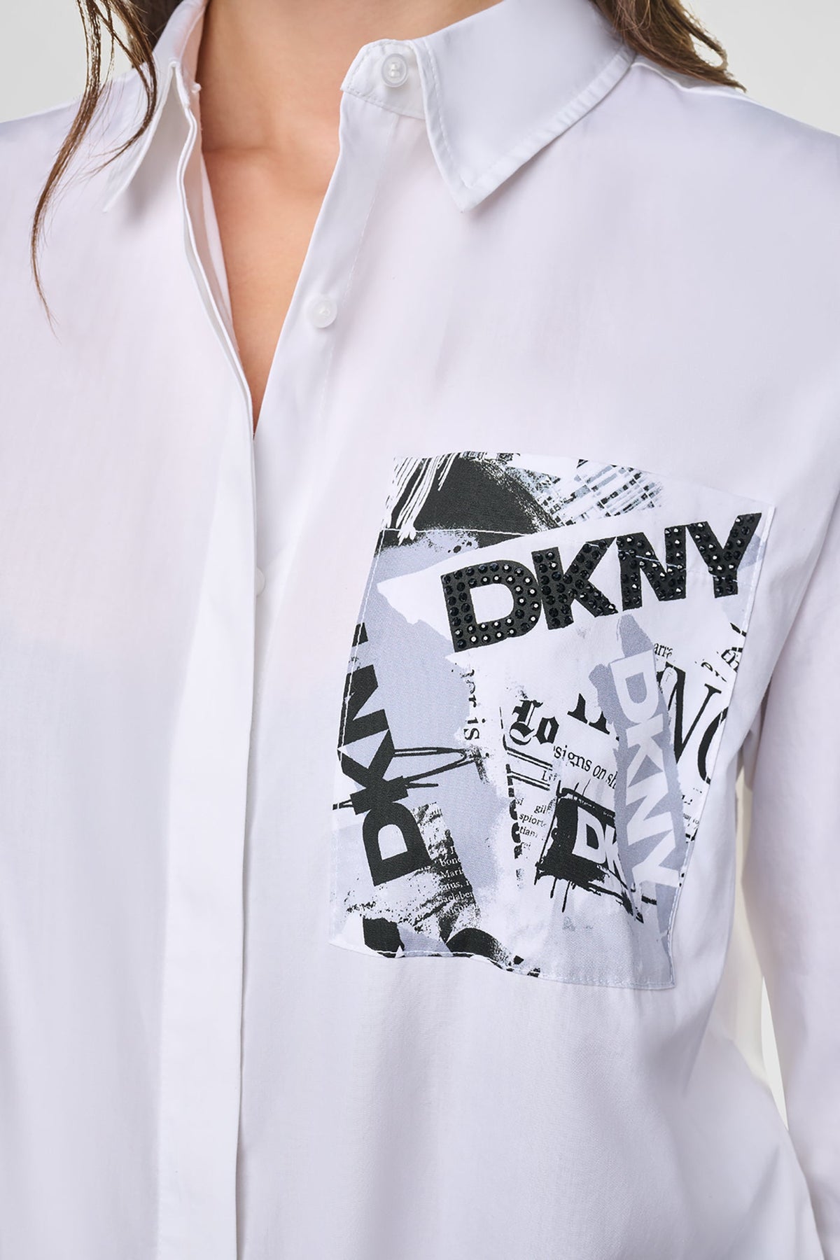 DKNY LOGO POCKET POPLIN SHIRT