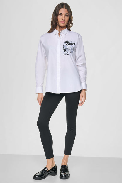 DKNY LOGO POCKET POPLIN SHIRT