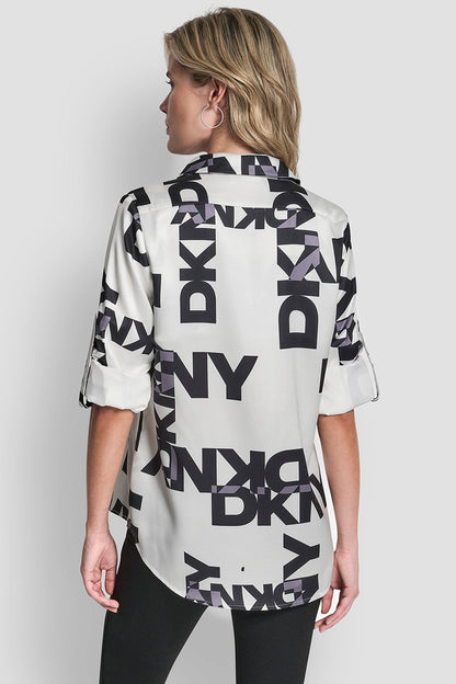 DKNY LOGO ROLL TAB SHIRT