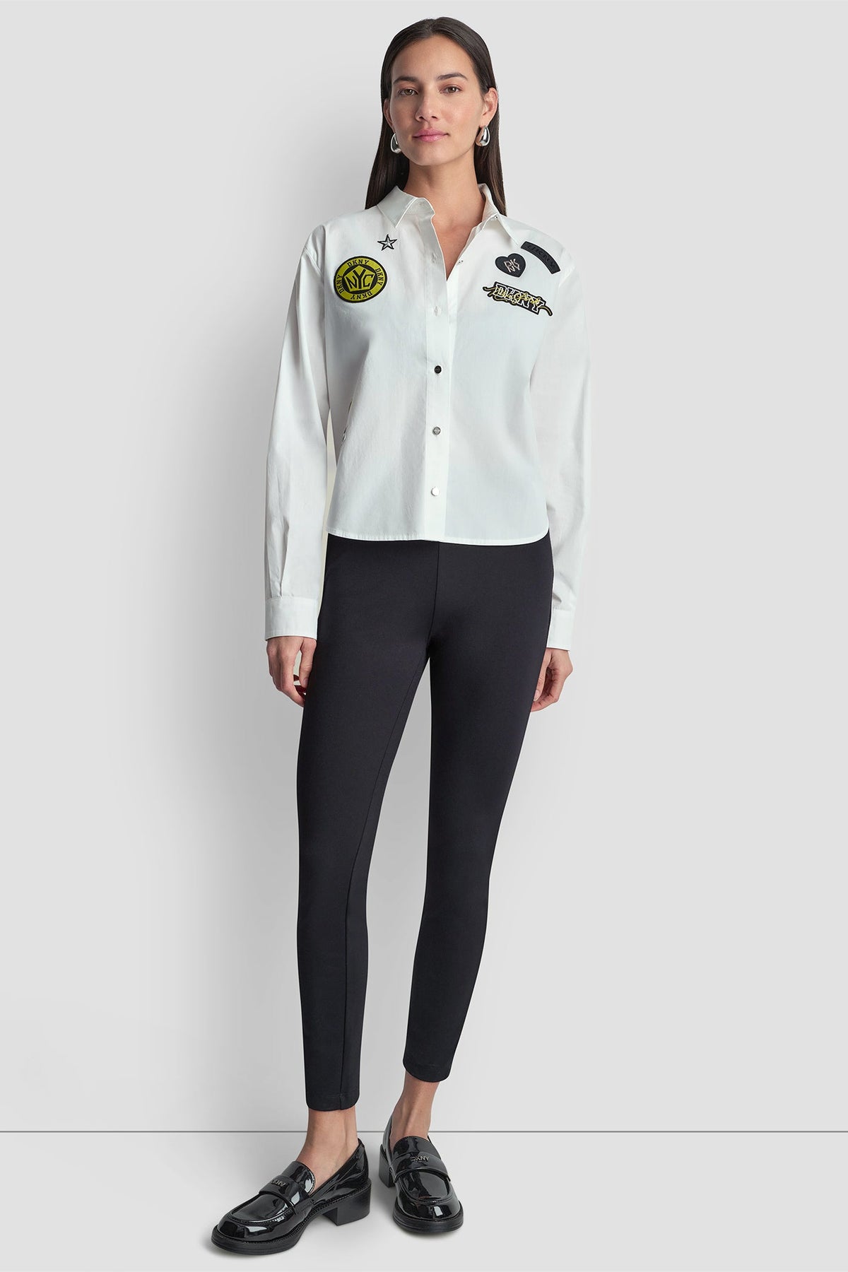 DKNY 1989 LOGO PINS AND PATCHES SHIRT