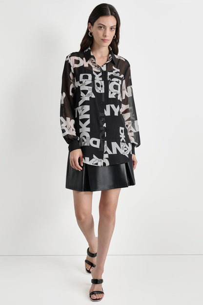 DKNY CHIFFON LOGO SHIRT