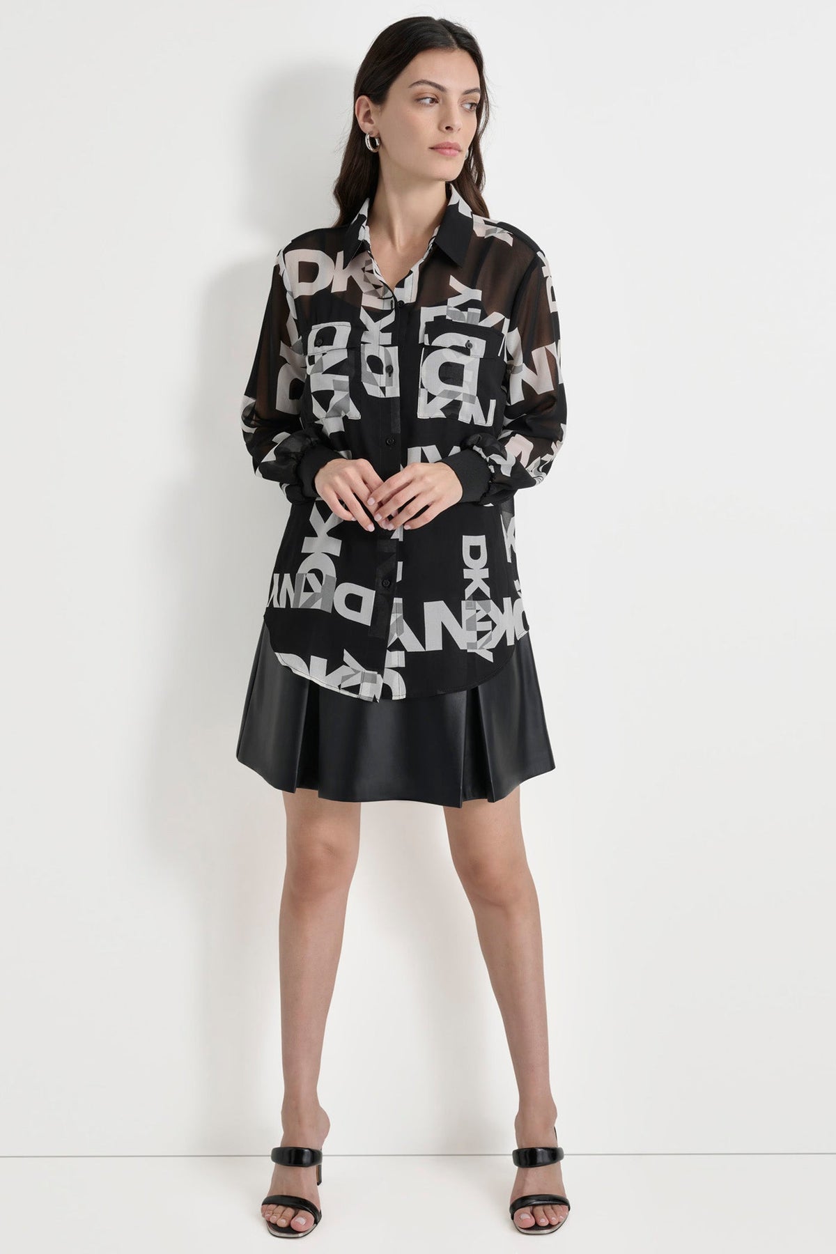 DKNY CHIFFON LOGO SHIRT
