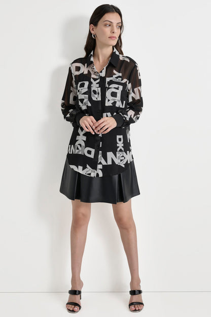 DKNY CHIFFON LOGO SHIRT