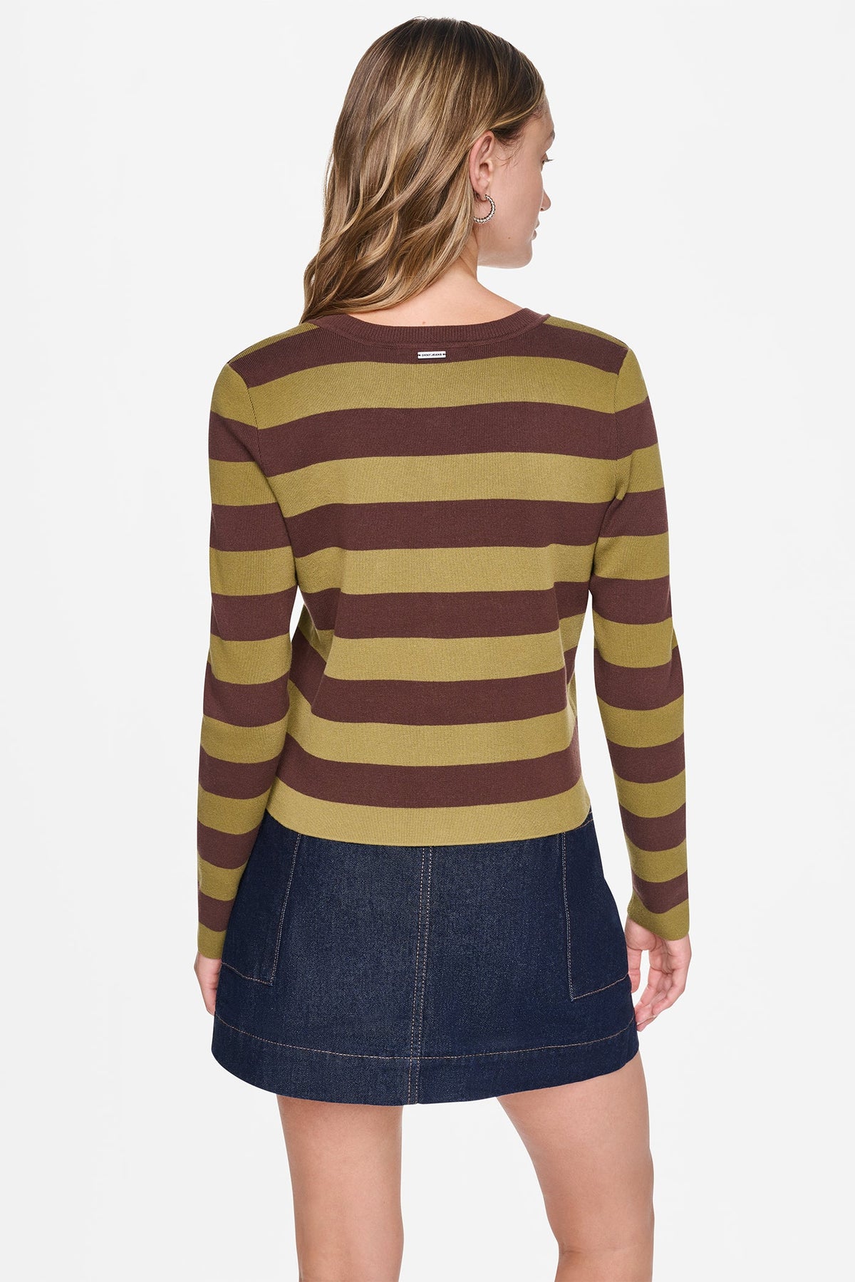 DKNY CROPPED STRIPED CARDIGAN