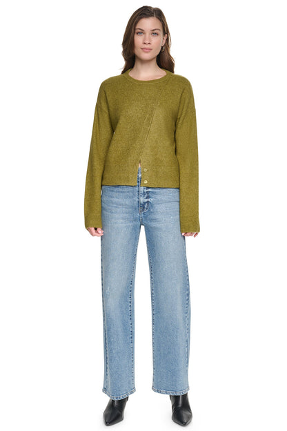 DKNY ASYMMETRIC BUTTON HEM CARDIGAN