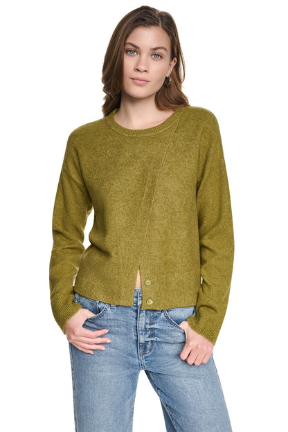 DKNY ASYMMETRIC BUTTON HEM CARDIGAN
